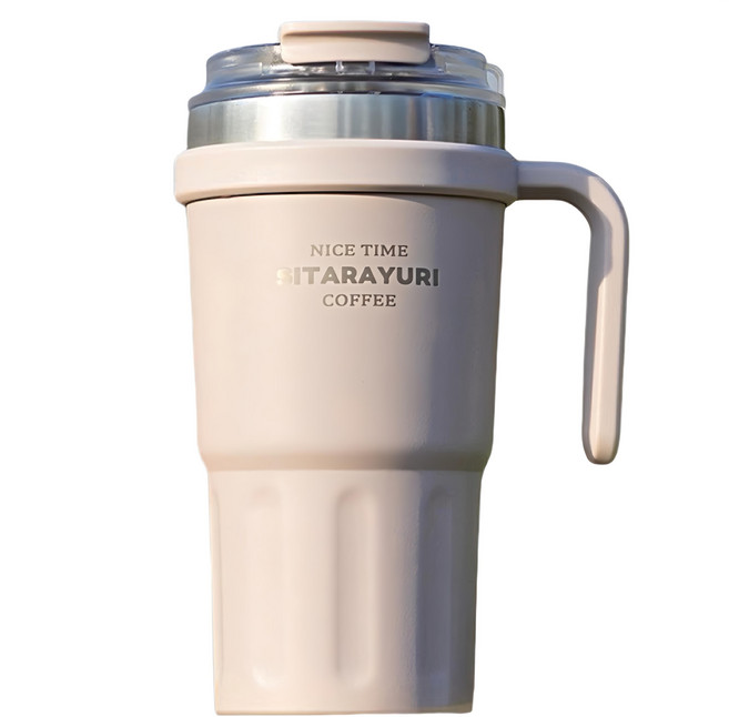 Sitarayuri 雙飲手把保溫杯, 灰紫色, 1個, 600ml