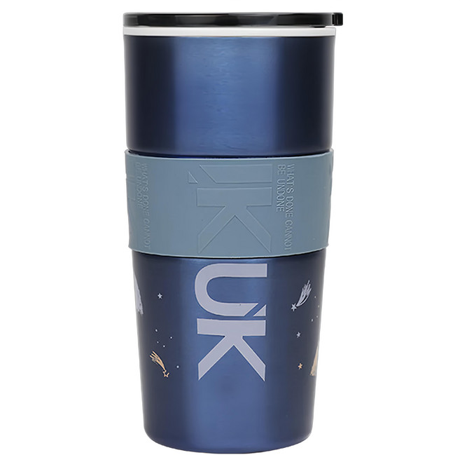 IKUK 艾可 台灣公司貨 陶瓷保溫牛奶杯, 星際藍, 600ml, 1個