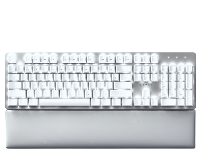 RAZER 雷蛇 Pro Type Ultra 無線藍牙雙模機械鍵盤 中文 靜音 8000萬次 全尺寸鍵盤, RZ03-04111000-R3T1, 白色, 黃軸