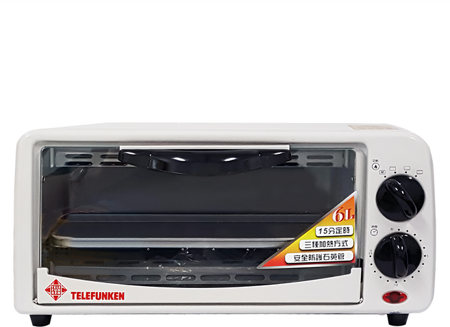 TELEFUNKEN 德律風根 6L 電烤箱 LT-OV2032 15分鐘定時 三種加熱方式 安全防護石英管