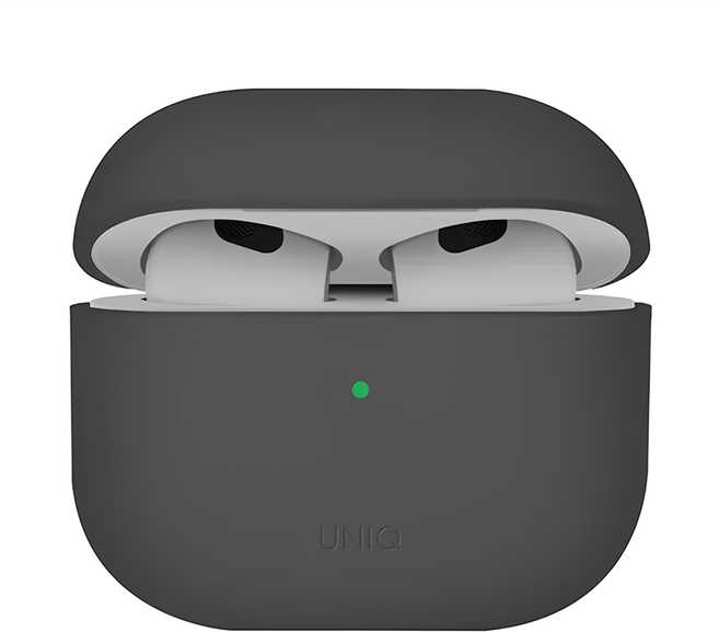 UNIQ Lino素色簡約液態矽膠藍牙耳機保護套 AirPods4, 灰色, 1個