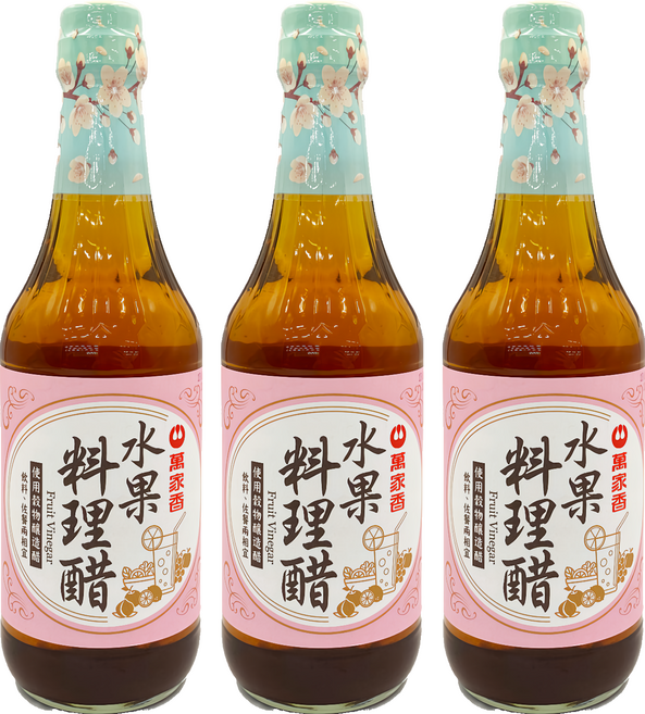 萬家香 水果料理醋 使用穀物釀造 不添加防腐劑, 595ml, 3瓶