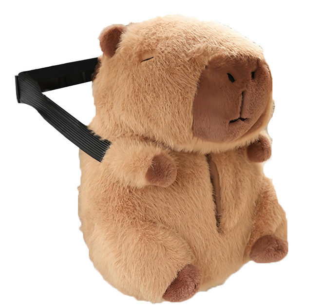 MEGA 可愛毛絨水豚君掛式紙巾套 16 x 16 x 25cm, 棕色, 1個