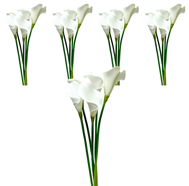 Floral M 花藝 仿真花 氣質仙女白蕊白海芋花材, 5個, 白色