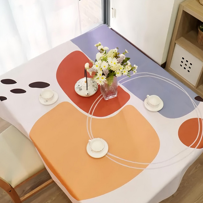 STYLE G 時代家居 北歐風牛津布防水餐桌布 535g, 174 x 136cm, 復刻圓石 多色, 1個