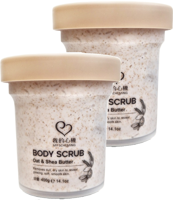 MY SCHEMING 我的心機 燕麥乳木果油 保濕身體去角質, 400g, 2罐