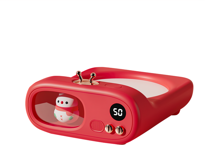 ANTIAN 萌寵TV數位顯示暖杯墊 智能重力感應恆溫杯墊/保溫杯墊/加熱杯墊 45°C/55°C/75°C, 紅色雪人款, 1個