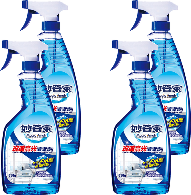Magic Amah 妙管家 玻璃亮光清潔劑, 650g, 4瓶