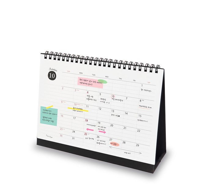 Iciel design 2023/12-2024/12桌曆 簡約設計 方便攜帶 220g厚磅紙, 黑色, 1個