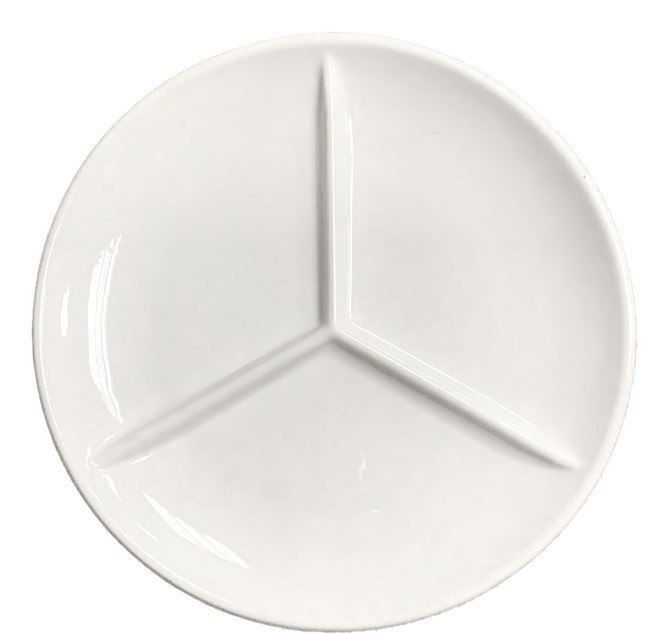 瓷器圓置筆型 調色碟, 3格, 1個