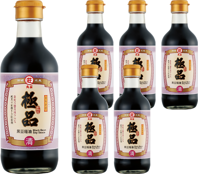 丸莊醬油 極品黑豆蔭油清 台灣契作黑豆 天然釀造 無添加防腐劑, 300ml, 6瓶
