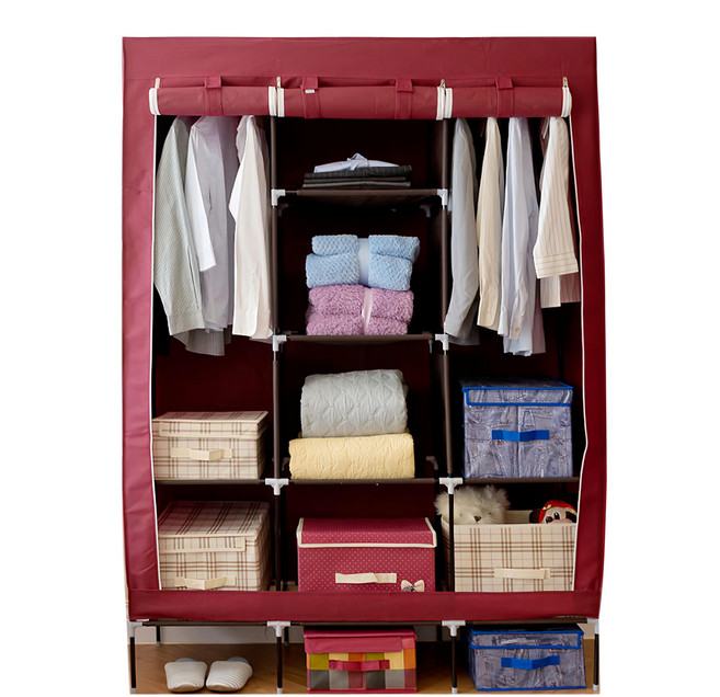 Cotton Field 棉花田傢飾 簡易組裝防塵衣櫥 聚酯纖維+鐵管材質 130x45x178cm, 紅色