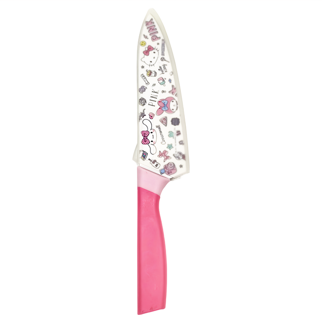 Sanrio 三麗鷗 PINKHOLIC系列 不鏽鋼主廚刀 KS-2316W 含刀套 30.5cm, 白色+粉色, 1支