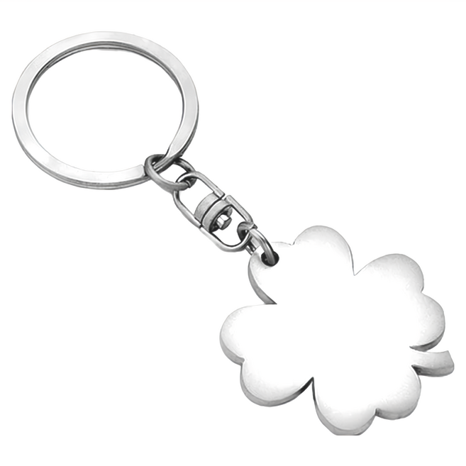 德國 REFLECTS 四葉幸運草鑰匙圈 不鏽鋼材質, 霧銀, 1個