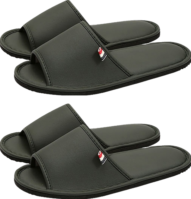 Sweet Home Slippers 皮製室內拖鞋, 卡其色, 2雙