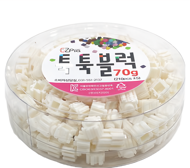 EZpia 韓國EZ拼豆 單色補充罐 ABS塑膠 約210入, 白色, 1罐