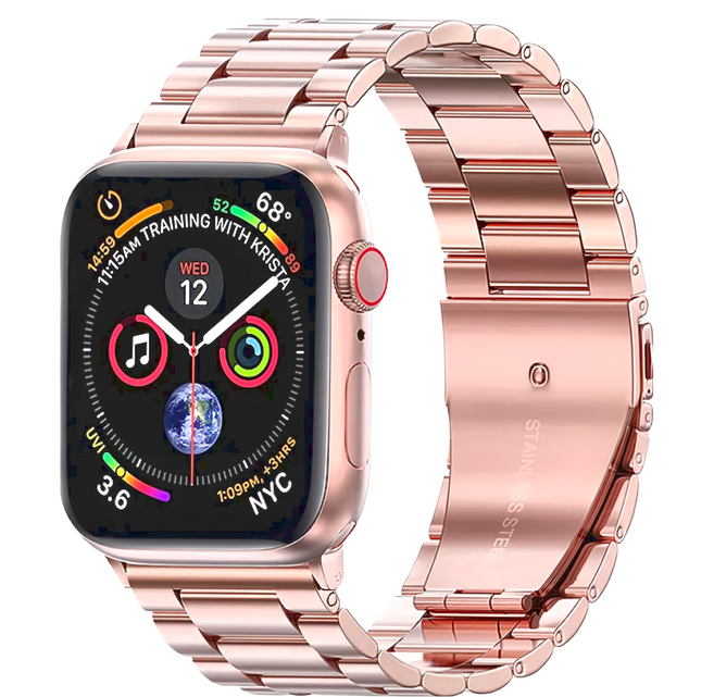 AHOYE Apple Watch 不鏽鋼金屬錶帶 玫瑰金, 1個