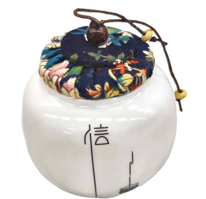經典白瓷布蓋小茶罐 0.3g, 白色, 1個