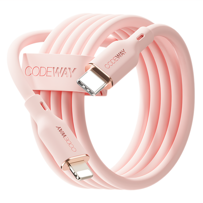 CODEWAY PALLET系列 USB-C-Lightning充電傳輸線, 2m, 粉色, 1條