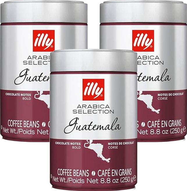 illy 意利咖啡 瓜地馬拉 Guatemala 單品咖啡豆 義大利原裝進口 專利氮氣加壓包裝 100%阿拉比卡咖啡豆, 咖啡豆(無研磨), 250g, 3罐