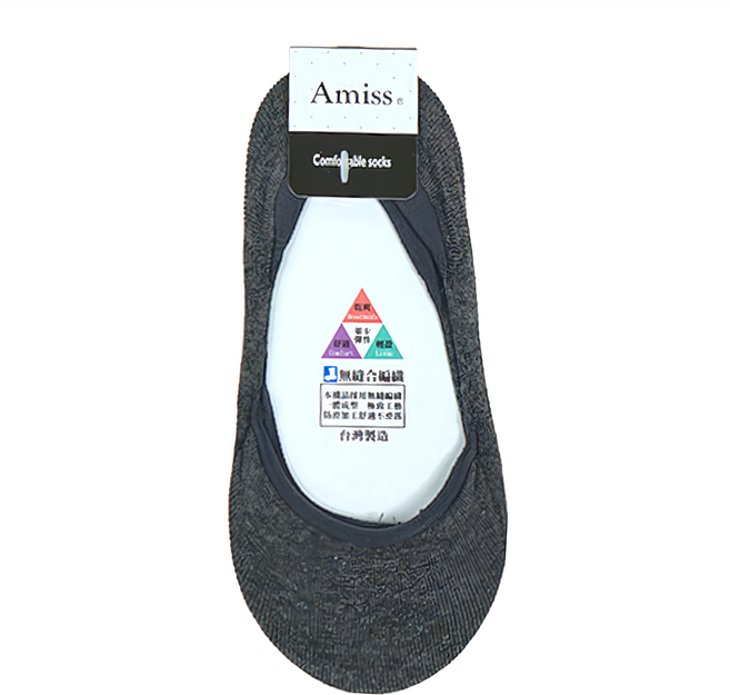 Amiss 機能感 萊卡彈性無痕隱形襪 後跟防滑 20~26cm 灰色 6雙