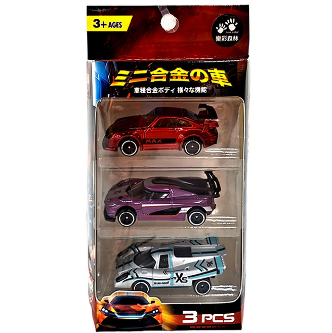 love color 樂彩森林 迷你合金車3件組, 紅色 + 紫色 + 藍白色, 1組