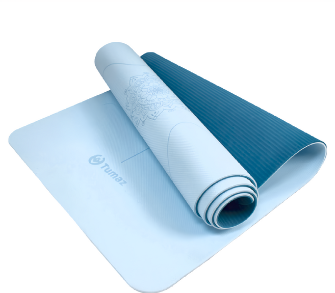 Tumaz 月熊 TPE正位線瑜珈墊, 雲朵淡藍, 1個