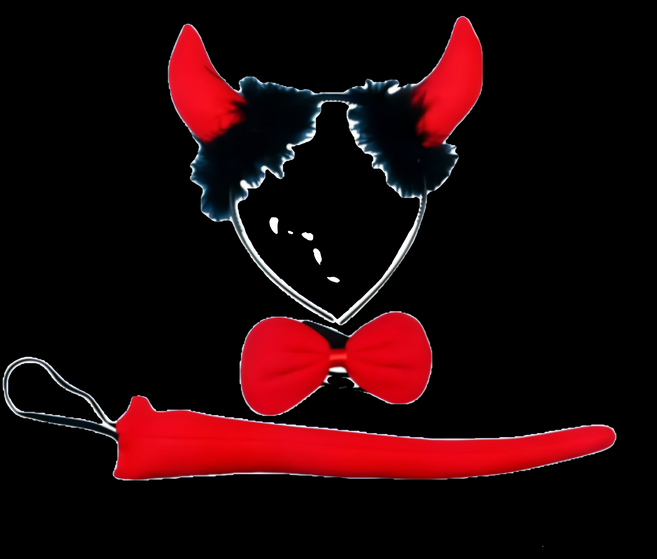 MODACore 摩達客 萬聖節派對造型道具 小惡魔領結裝扮三件組, 紅色, 1組