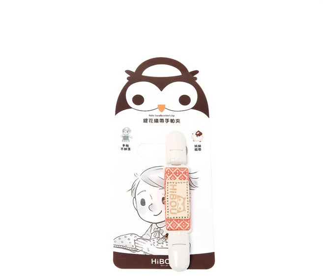 HiBOU 喜福 緹花織帶手帕夾 日本專利夾扣 單手操作 100%純棉 無塗漆皮革 全長12.8cm, 石榴紅, 1個