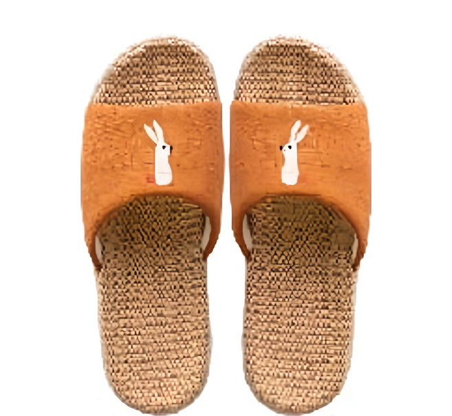 AXIS 艾克思 小兔亞麻透氣輕巧防滑親子室內拖鞋 大人女款, 橘色, 1雙