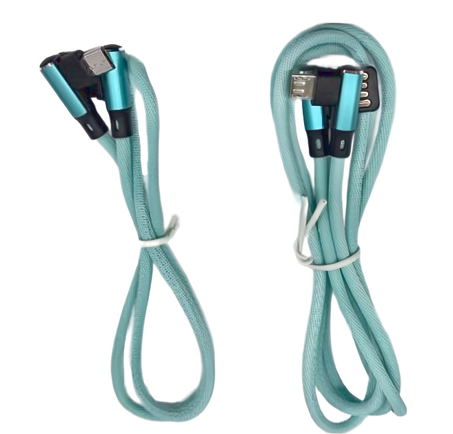 HONG JIN 宏晉 micro-USB L型充電線, 1m, 綠色, 4條