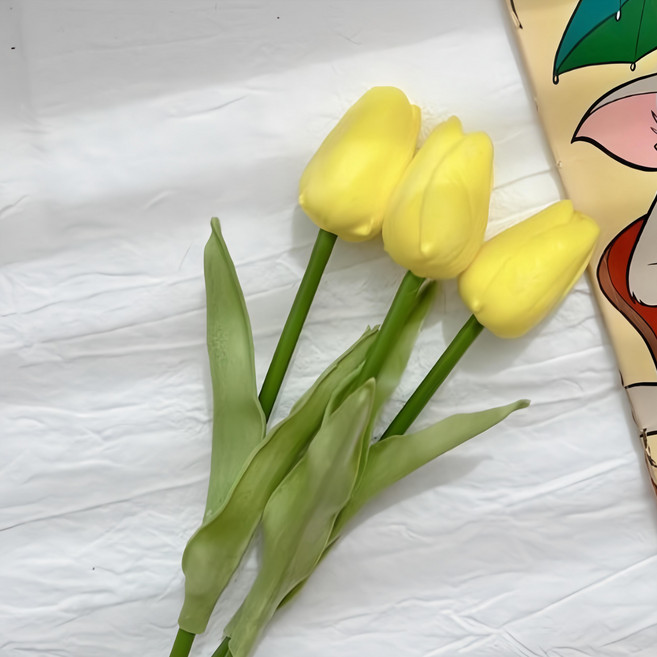 仿真鬱金香 黃色 35cm 20入, 1組