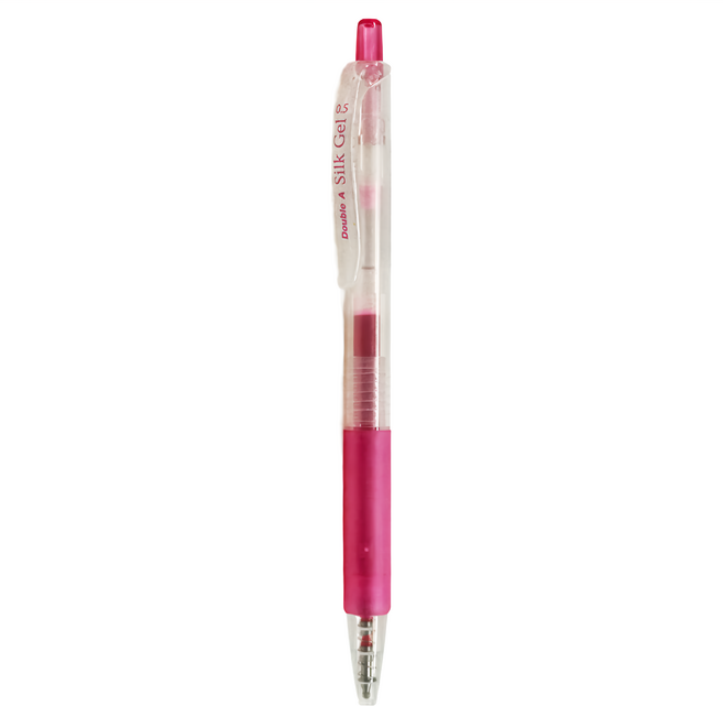 Double A 極順彩色中性筆 0.5mm, 玫瑰粉, 12支
