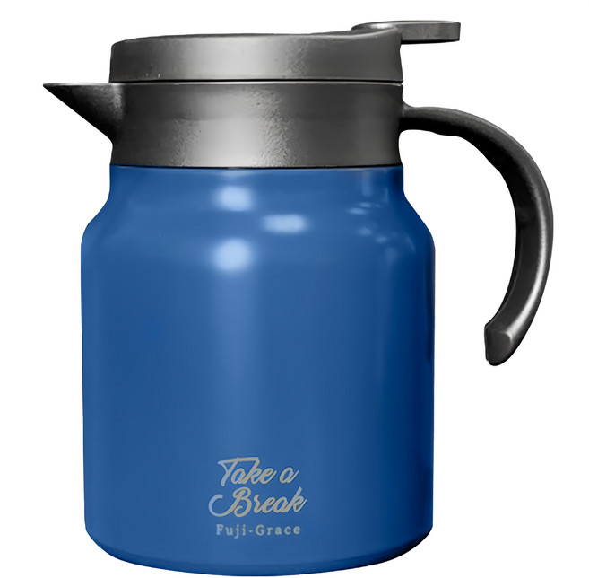 FUJI-GRACE 富士雅麗 304不鏽鋼咖啡保溫壺 16 x 12 x 17cm 520g, 1個, 藍色 + 黑色, 1L