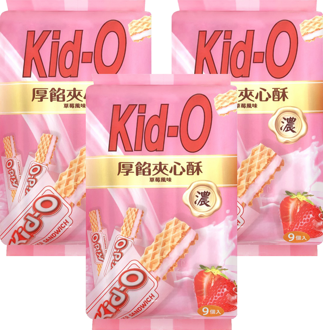 Kid-O 厚餡夾心酥 草莓風味, 171g, 3袋