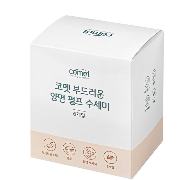 comet 柔軟雙面海綿菜瓜布, 6個, 1盒