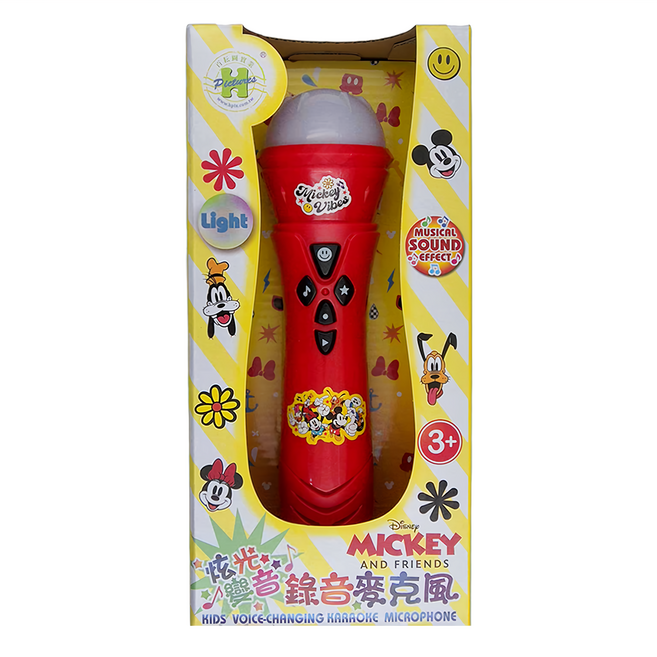 HUNDRED PICTURES 百耘圖 Mickey Mouse & Friends 米奇與好朋友 炫光變音錄音麥克風 3歲以上, Mickey Mouse & Friends 米奇與好朋友 紅色, 1盒