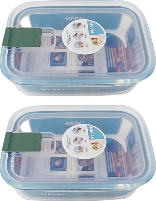 MEPAL EasyClip 輕巧蓋玻璃密封保鮮盒, 容器 + 蓋子, 2個