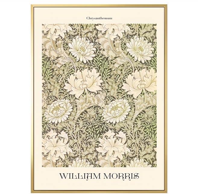 BOLUO GALLERY 菠蘿選畫所 William Morris 菊花 掛畫 BFSP3408G, 金色