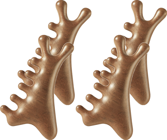 小麥購物 多功能按摩梳 G837 35g, 棕色, 4個