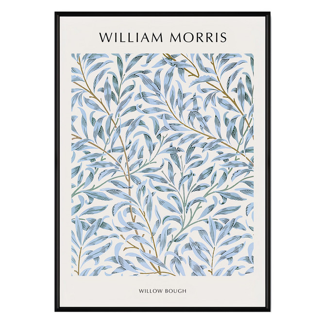 BOLUO GALLERY 菠蘿選畫所 WilliamMorris 柳枝 掛畫 BFSP3401B, 黑色