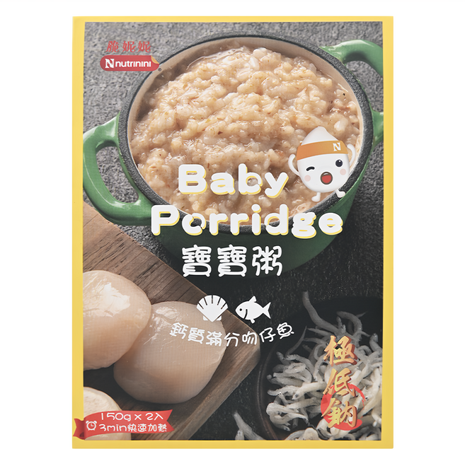 Nnutrinini 脆妮妮 寶寶粥 鈣質滿分吻仔魚, 150g, 1盒