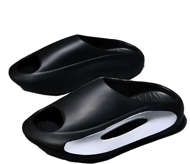 bebehome 舒適厚底時尚外出拖鞋 EVA材質 42~43, 42~43cm, 黑白色