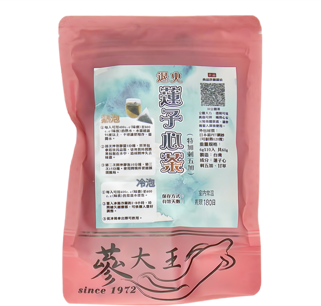 蔘大王 退火蓮子心茶包, 6g, 10包, 1袋