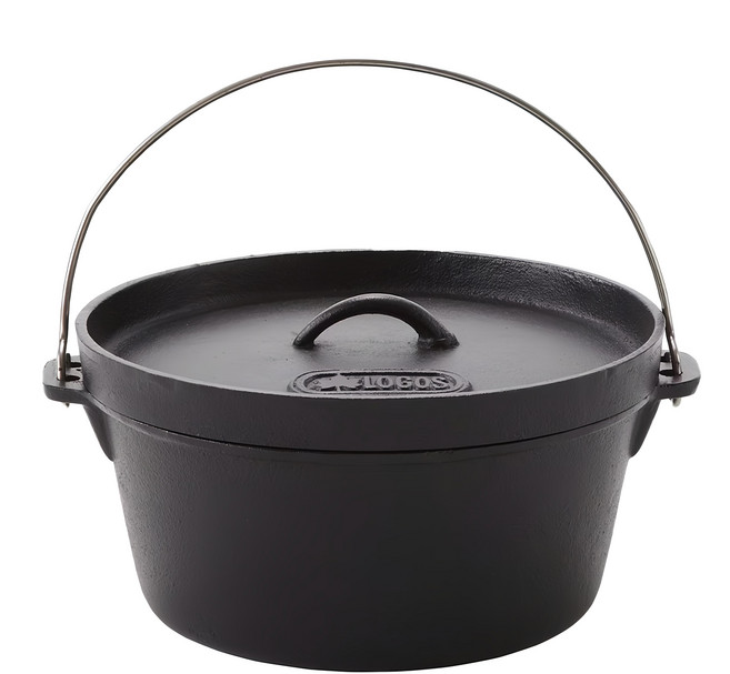 LOGOS 鑄鐵12吋荷蘭鍋 32.5 x 16.5cm 11kg, 1個, 黑色