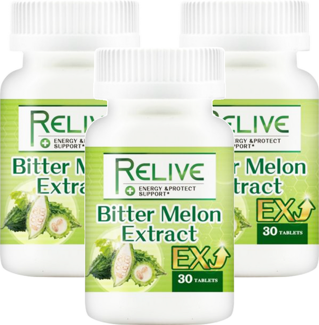 RELIVE 山苦瓜膠囊EX, 30顆, 500mg, 3罐
