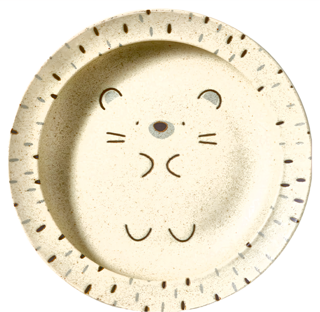 Mogu Mogu Lunch Minoya 美濃燒 默默刺蝟深盤, 默默刺蝟 米色 + 黑色, 1個