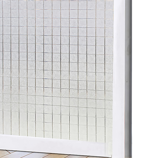 半島良品 抗UV防曬靜電貼窗貼, 小格紋 霧白色