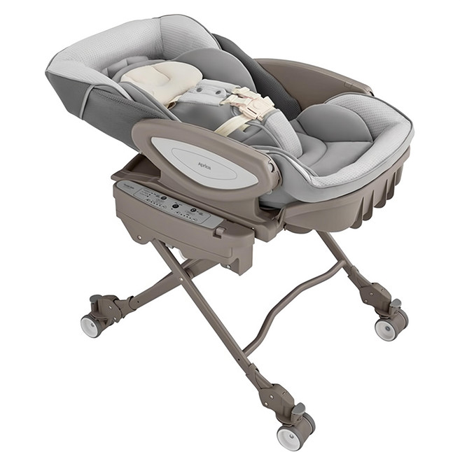 Aprica 愛普力卡 頂級款電動安撫餐搖床椅 Yuralism Auto 2189382 0~4歲, 月光灰