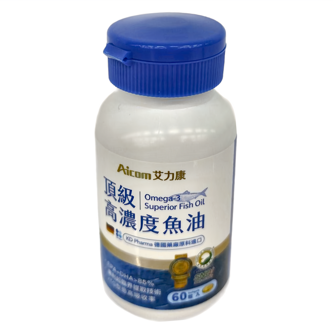 Aicom 艾力康 頂級高濃度魚油, 60顆, 800mg, 1瓶
